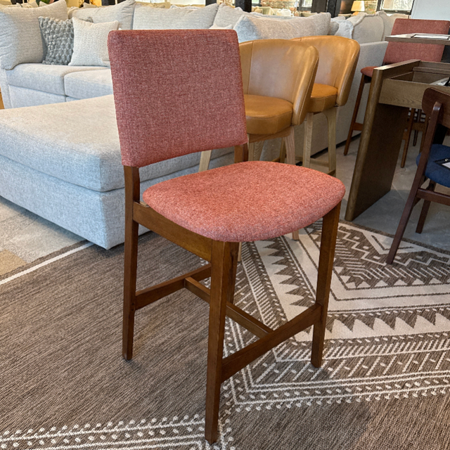 MCM-Style Counter Stool (Walnut/Rosehip Orange) - Pull Up A Couch