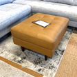 30" Tufted Leather Ottoman (Charme Tan) - Pull Up A Couch