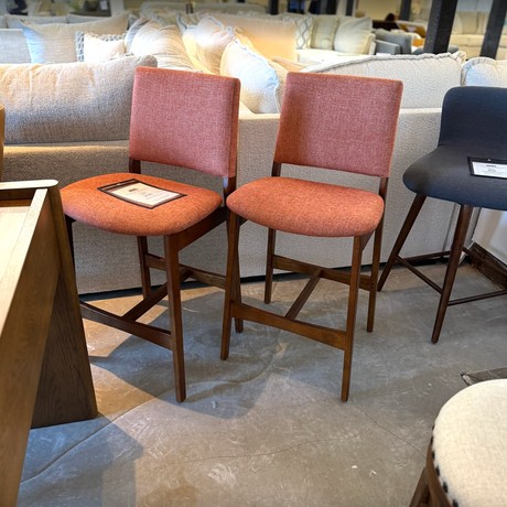 MCM-Style Counter Stool (Walnut/Rosehip Orange)