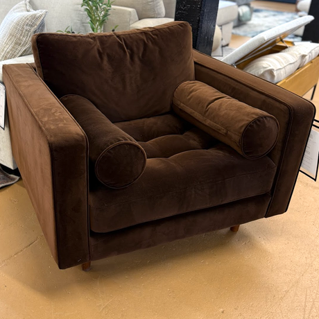 42" Tufted Velvet Lounge Chair (Pacific Brown) - Pull Up A Couch