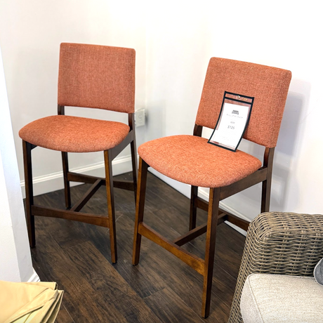 MCM-Style Counter Stool (Walnut/Rosehip Orange) - Pull Up A Couch