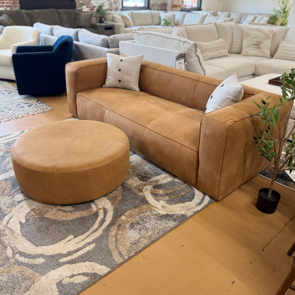 92" Genuine Leather Sofa (Rawhide Tan) - Pull Up A Couch