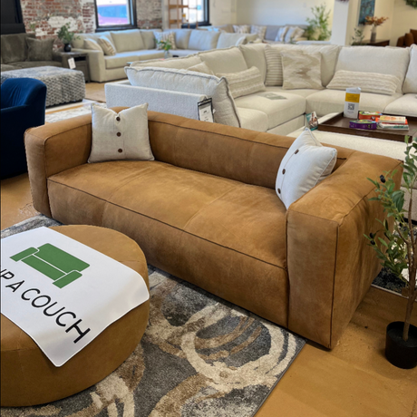 92" Genuine Leather Sofa (Rawhide Tan) - Pull Up A Couch