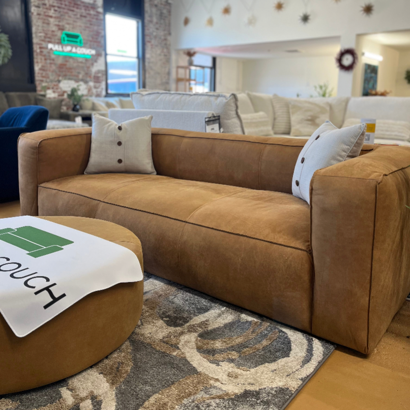 92" Genuine Leather Sofa (Rawhide Tan) - Pull Up A Couch