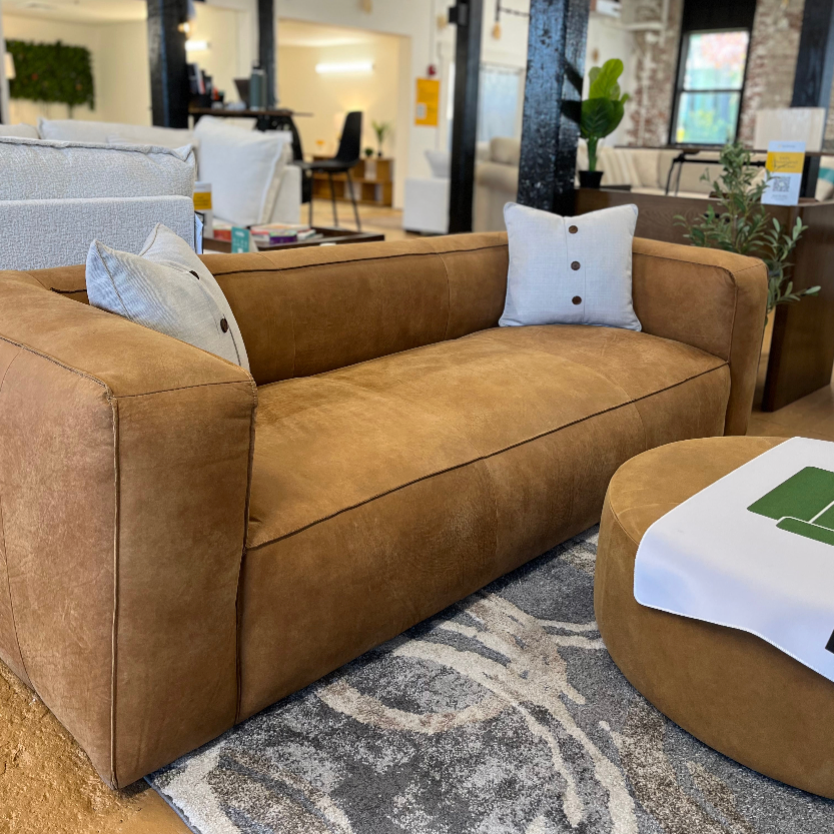 92" Genuine Leather Sofa (Rawhide Tan) - Pull Up A Couch