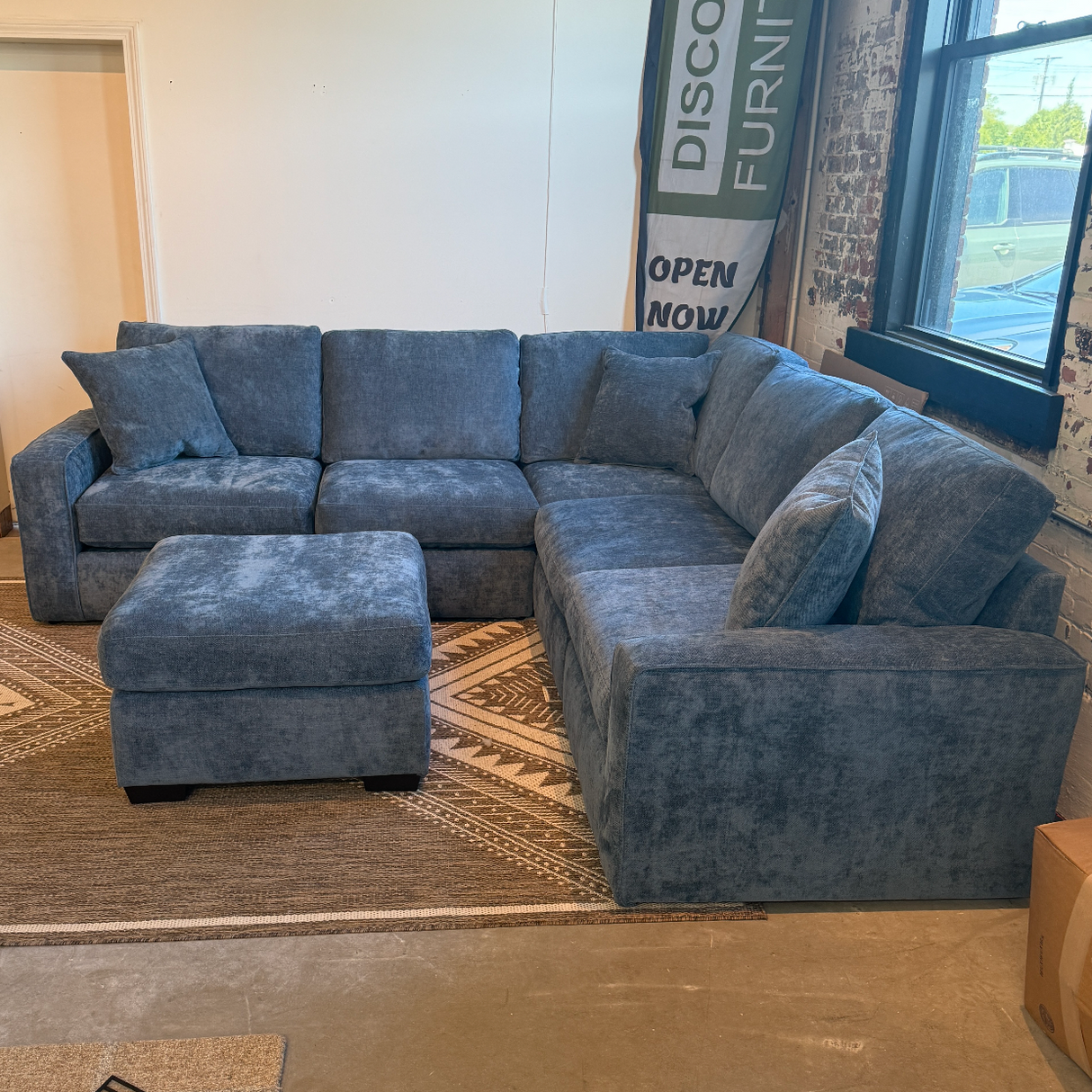 LoungeCraft 5pc Corner Sectional + Ottoman (Blue) - Pull Up A Couch
