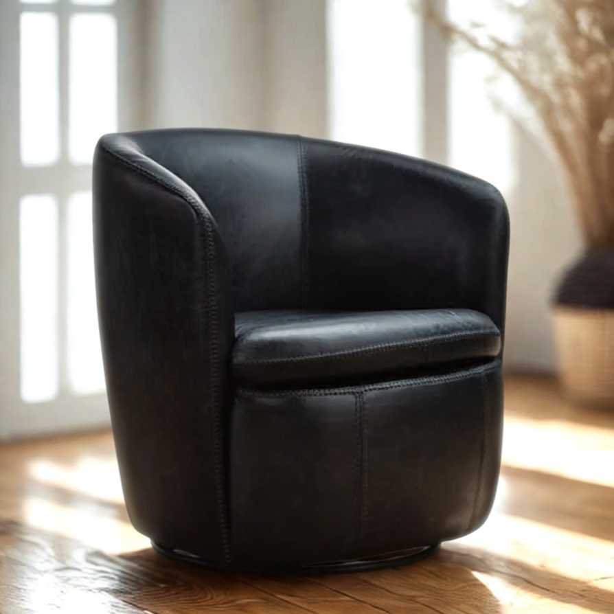 Preston Leather Swivel Chair - Pull Up A Couch