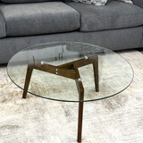 Circular Glass-Top Coffee Table (Walnut)