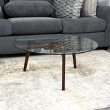 Circular Glass-Top Coffee Table (Walnut)
