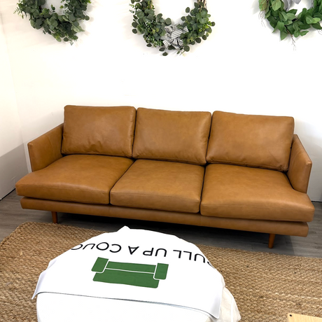 83.5" Genuine Leather Sofa (Bella Caramel)