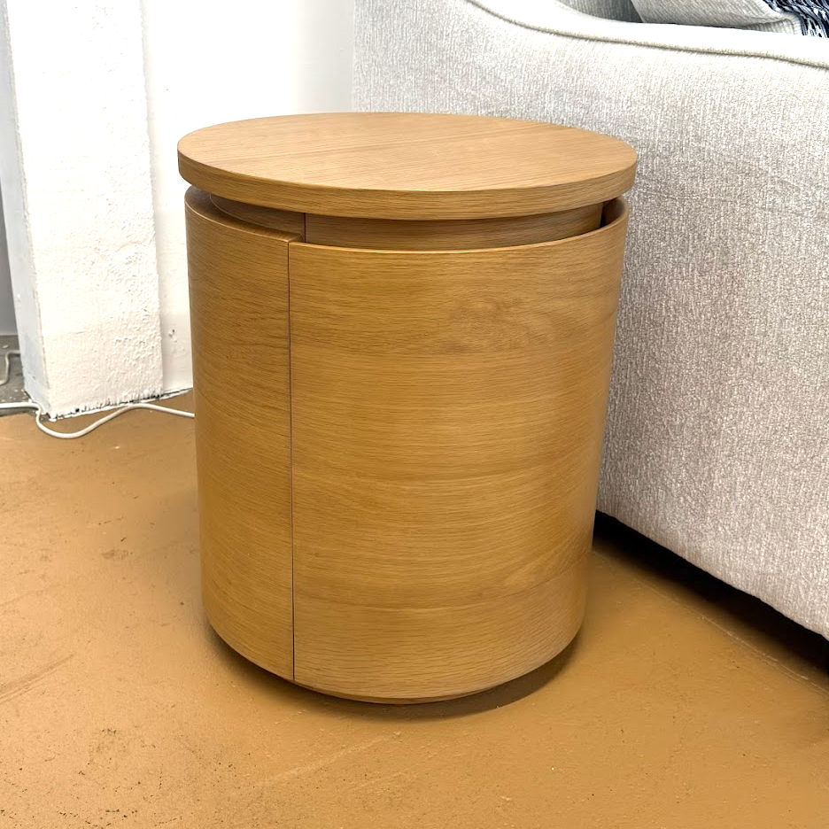 MCM-Style Storage Side Table (Natural Oak)