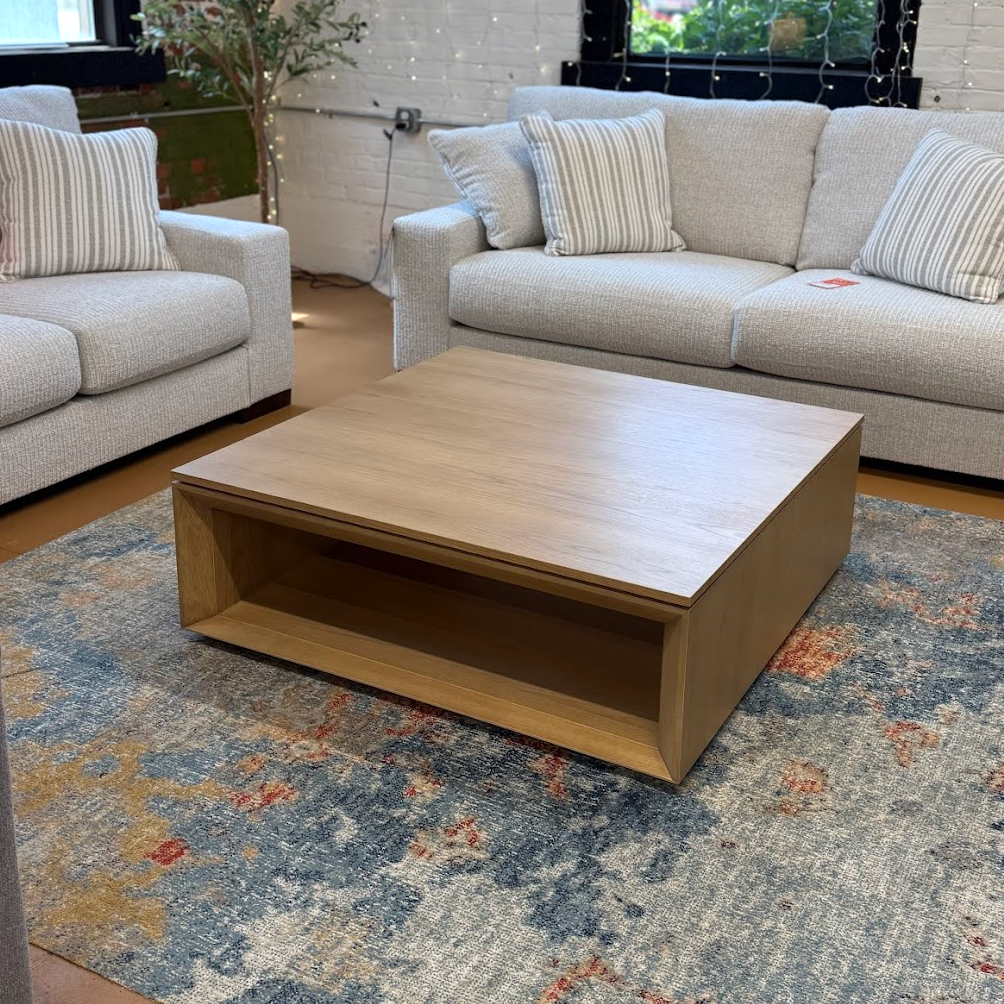 44" Square Coffee Table w/ Storage (White Oak)