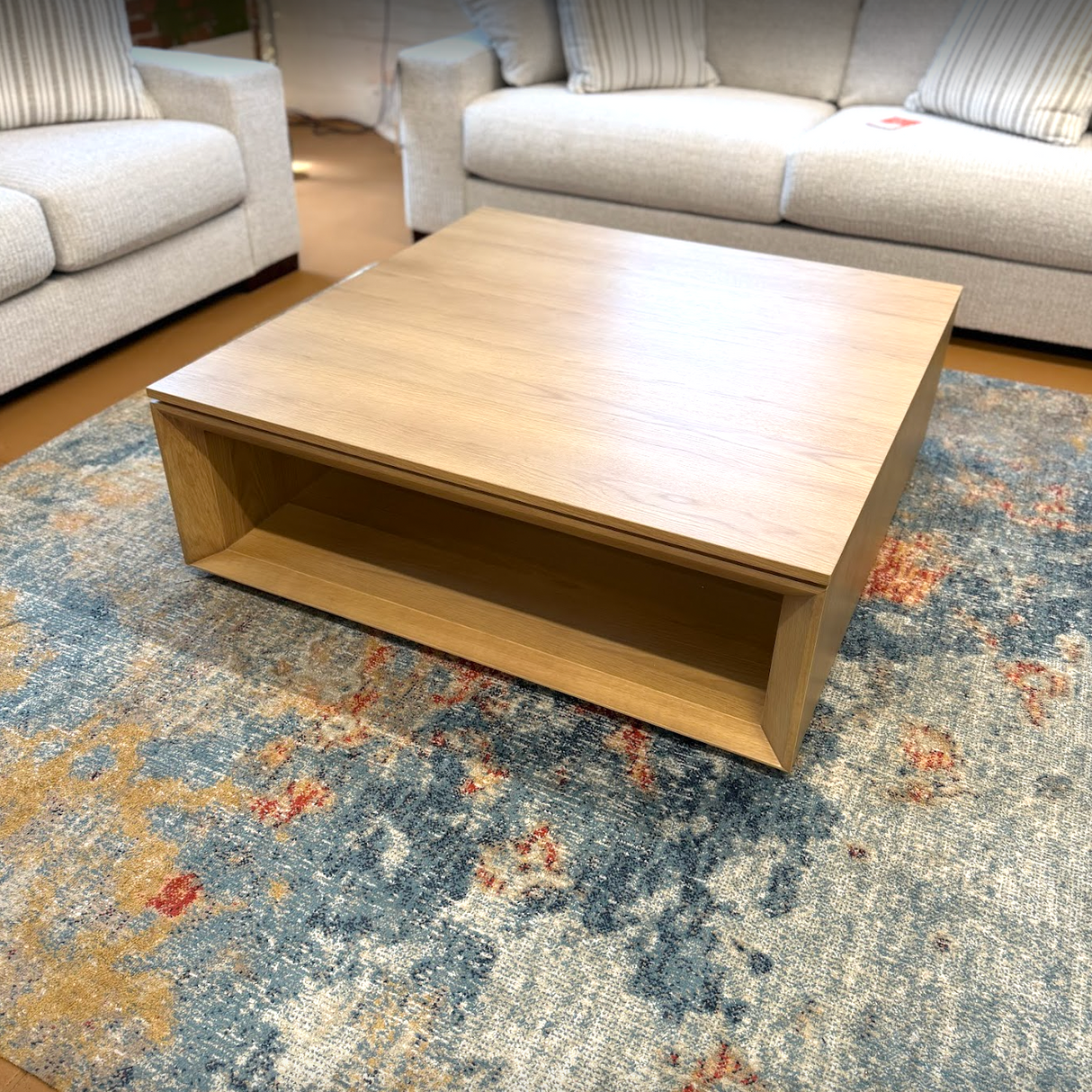 44" Square Coffee Table w/ Storage (White Oak)