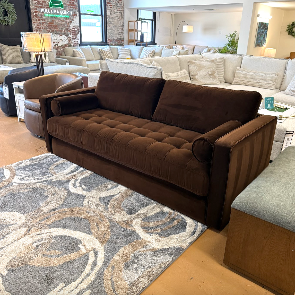 88" Velvet Sofa Bed (Plush Pacific Brown)
