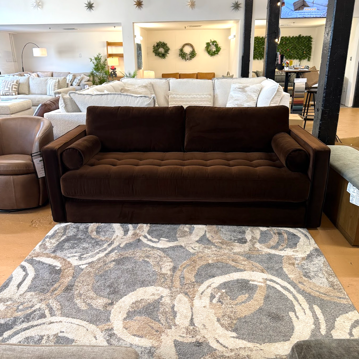 88" Velvet Sofa Bed (Plush Pacific Brown)
