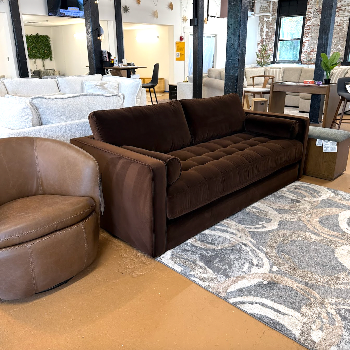 88" Velvet Sofa Bed (Plush Pacific Brown)