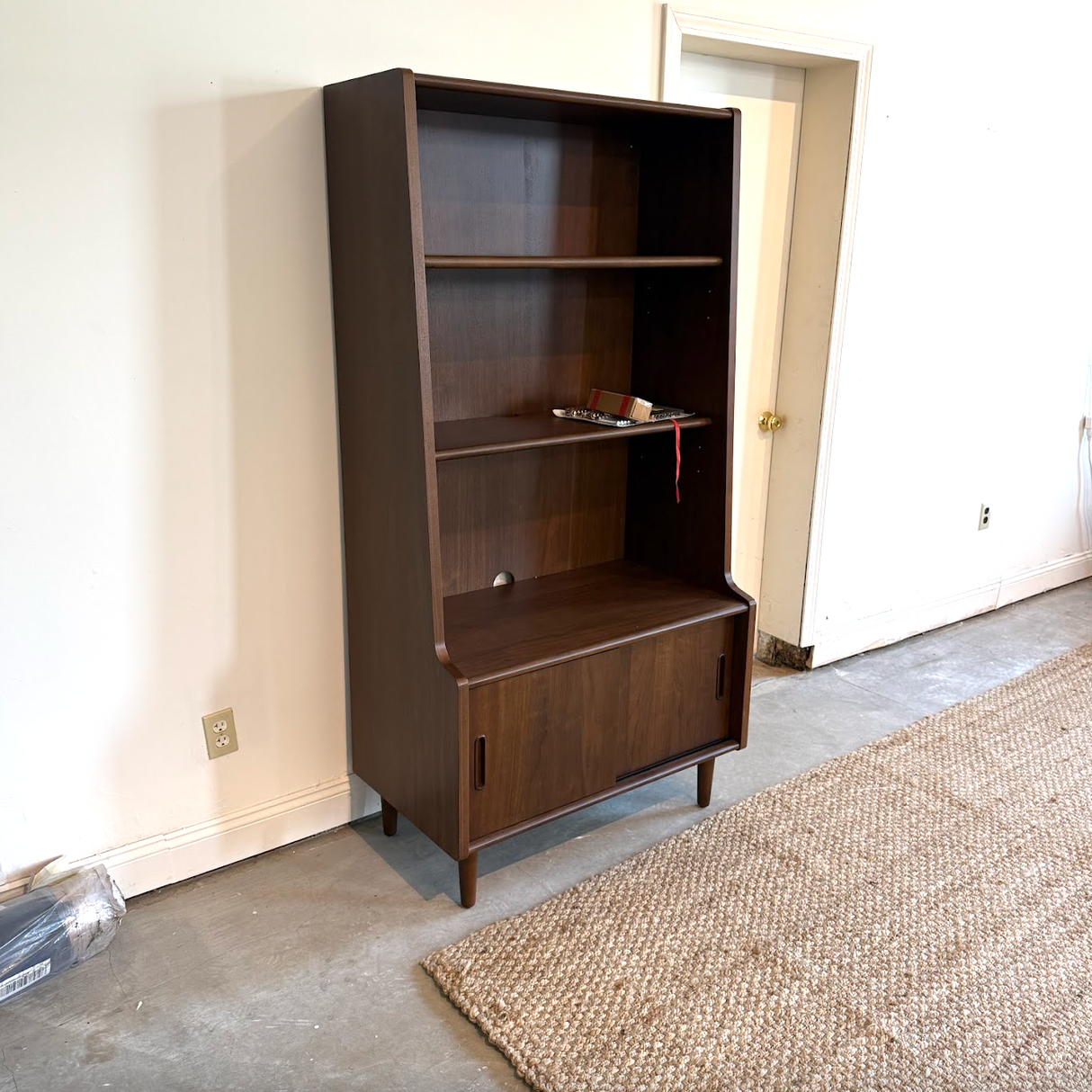 Walnut MCM Bookcase w/ Storage