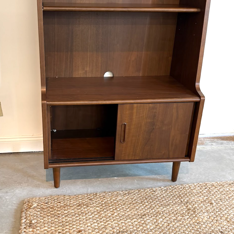 Walnut MCM Bookcase w/ Storage