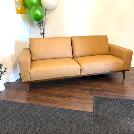 84" MCM Genuine Leather Sofa (Charme Tan)