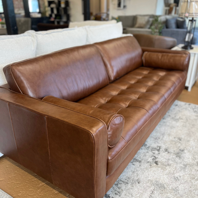 88" Genuine Leather MCM Sofa (Taos Brown)
