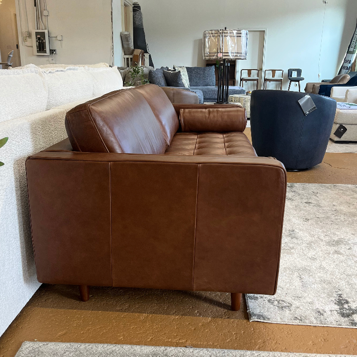 88" Genuine Leather MCM Sofa (Taos Brown)
