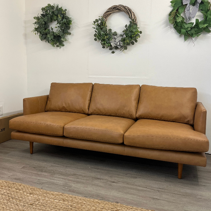 83.5" Genuine Leather Sofa (Bella Caramel)