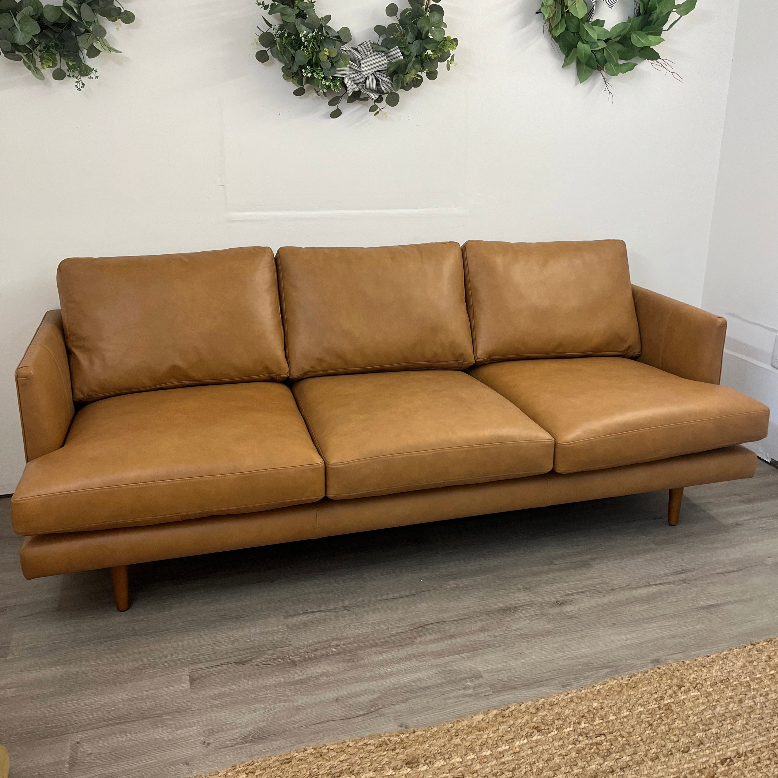 83.5" Genuine Leather Sofa (Bella Caramel)