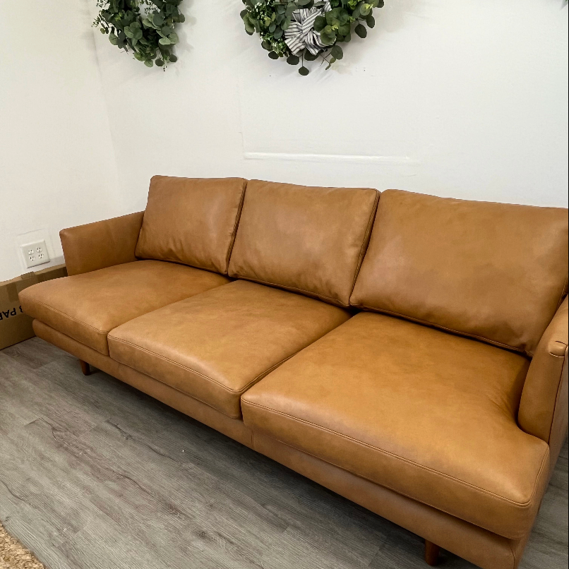 83.5" Genuine Leather Sofa (Bella Caramel)