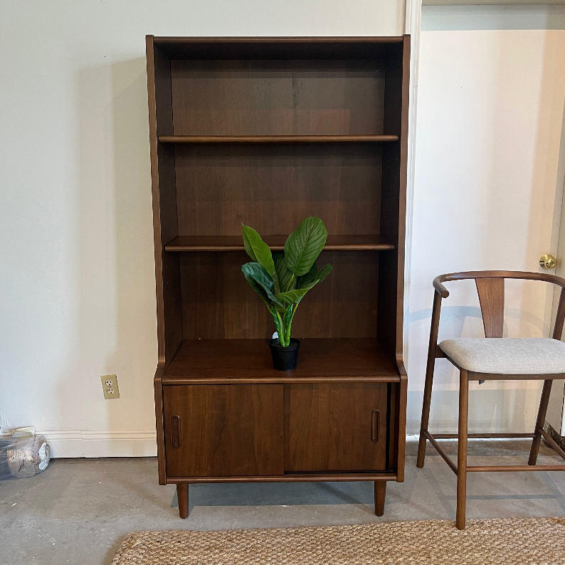 Walnut MCM Bookcase w/ Storage