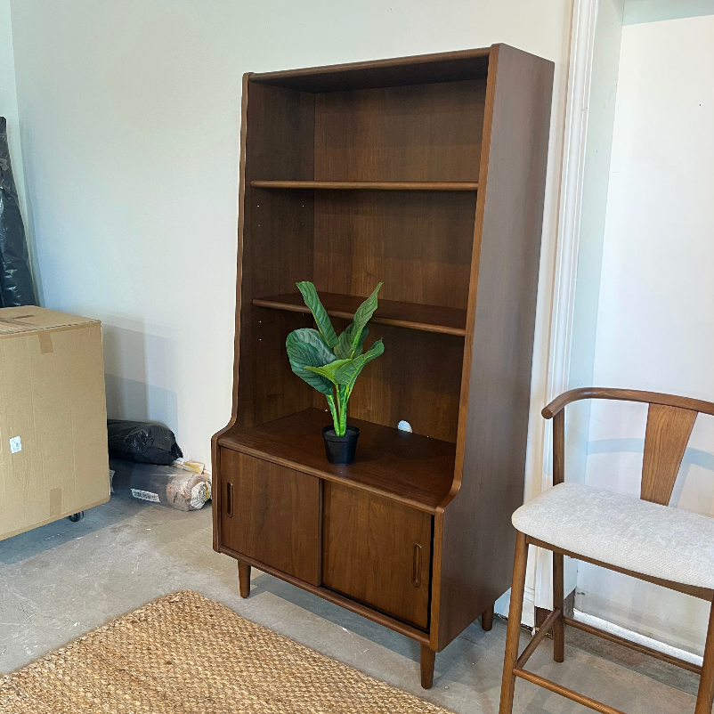 Walnut MCM Bookcase w/ Storage
