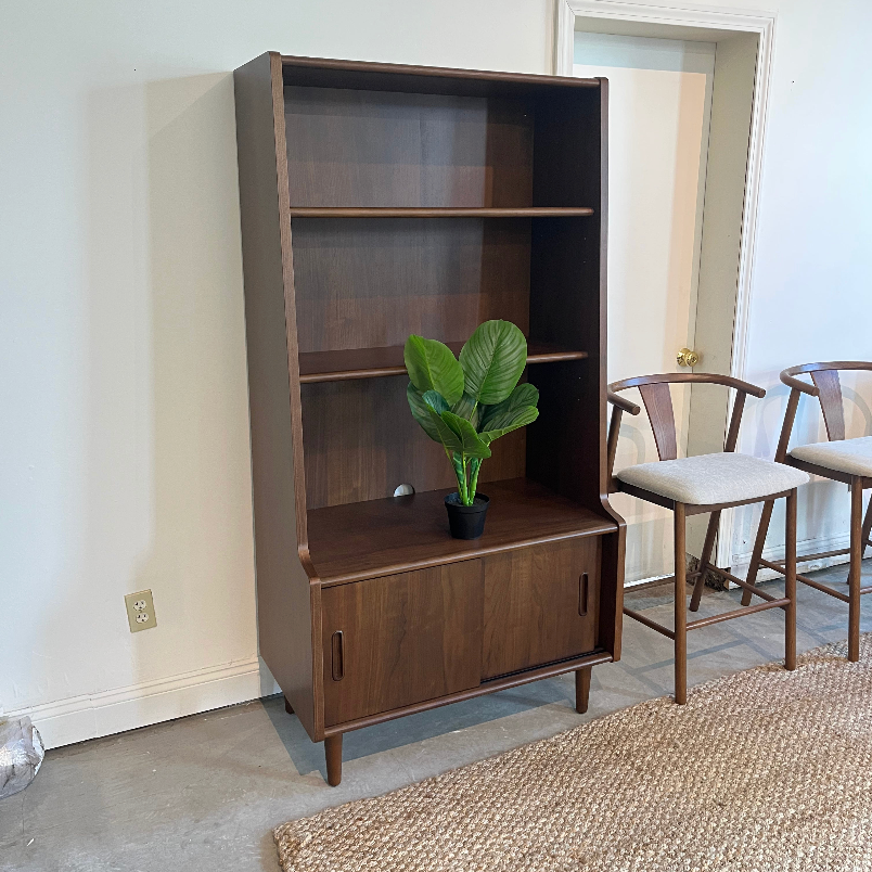 Walnut MCM Bookcase w/ Storage