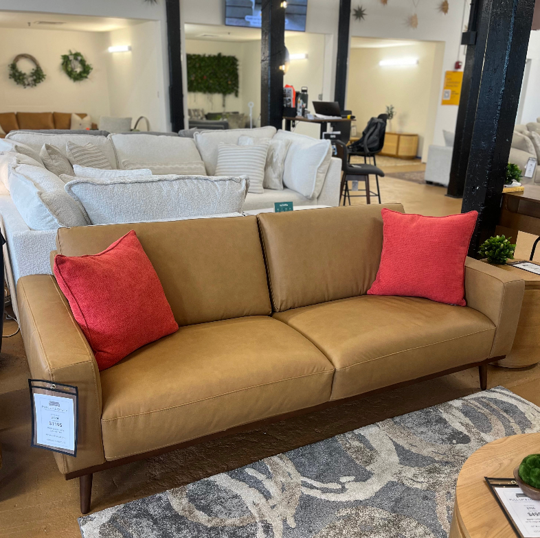 84" MCM Genuine Leather Sofa (Charme Tan)