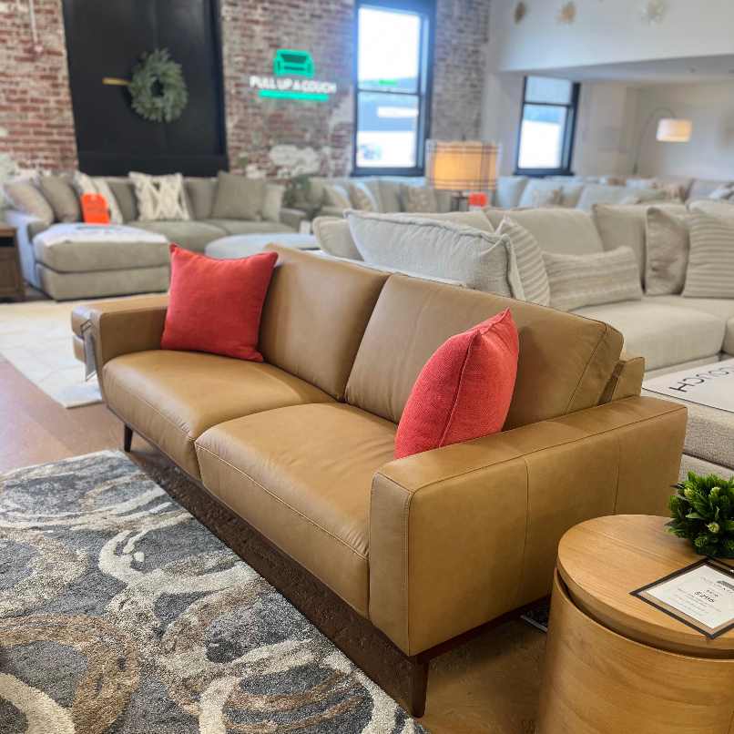 84" MCM Genuine Leather Sofa (Charme Tan)