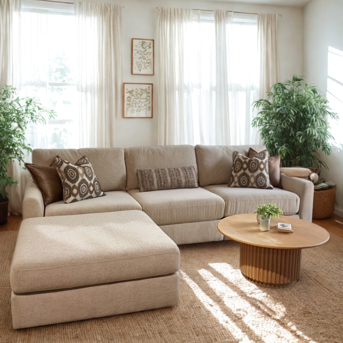 Sequoia Sectional with Chaise (3pc + Ottoman)