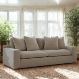 Ashley Furniture Nova Cloud Sofa in a modern living room, showcasing plush cushions and sleek design.