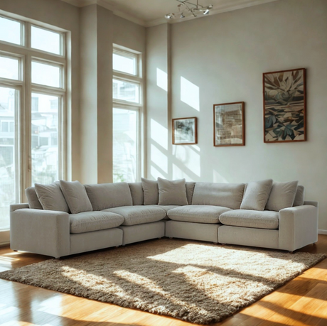 Ashley Furniture Nova Cloud 5-piece sectional sofa, featuring plush cushions and corner design, ideal for modern living rooms.