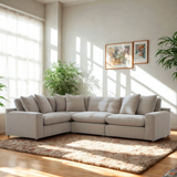 Ashley Furniture Nova Cloud 4-piece corner sectional with plush cushions and modern design, shown in a cozy living room setting.