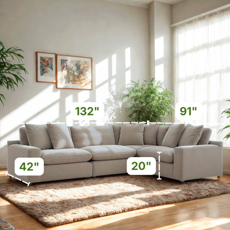 Ashley Furniture Nova Cloud 4-piece corner sectional showing plush fabric, modular design, and contemporary style in a living room setting.