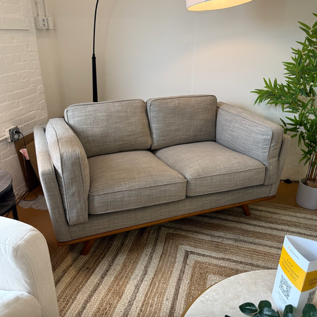 66.5" MCM Loveseat (Rain Cloud Gray/Honey Oak)