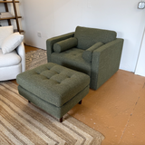 Tufted Sleeper Chair + Ottoman Set (Fir Green)