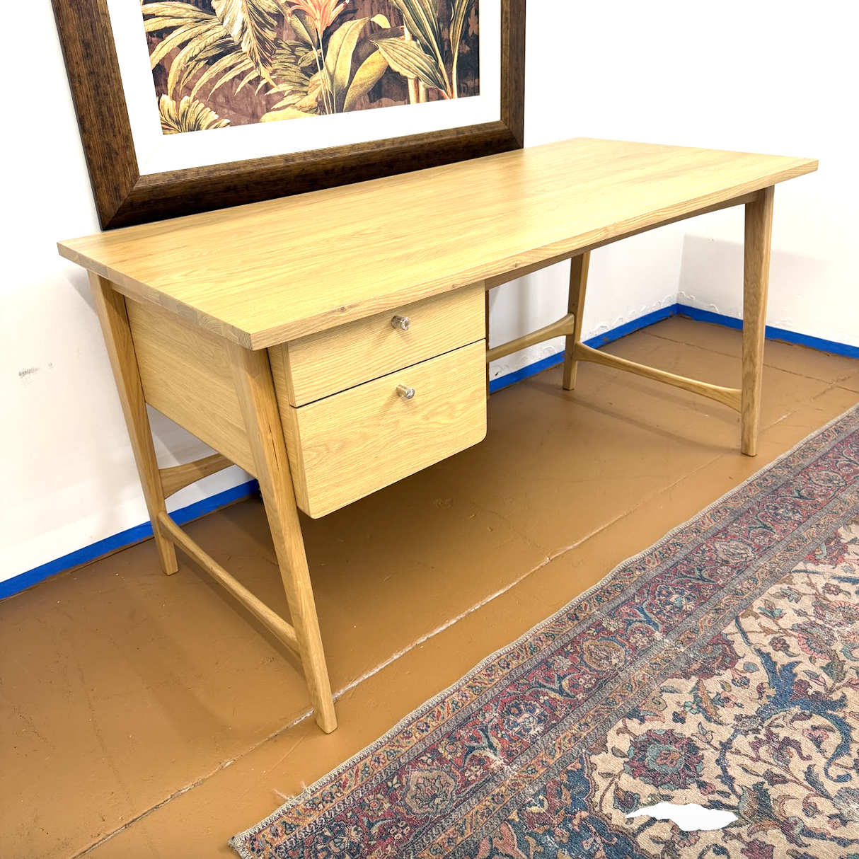 58.5" MCM-Style Desk (White Oak)