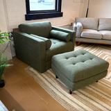 Tufted Sleeper Chair + Ottoman Set (Fir Green)