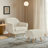 Bouclé Lounge Chair + Ottoman (Ivory)