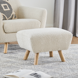 Bouclé Lounge Chair + Ottoman (Ivory)