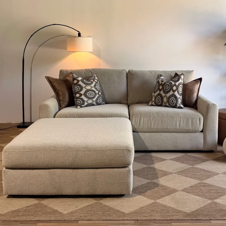 Behold Home Sequoia Sectional Sofa in two-piece design with plush cushions and modern style, shown in a cozy living room setting.