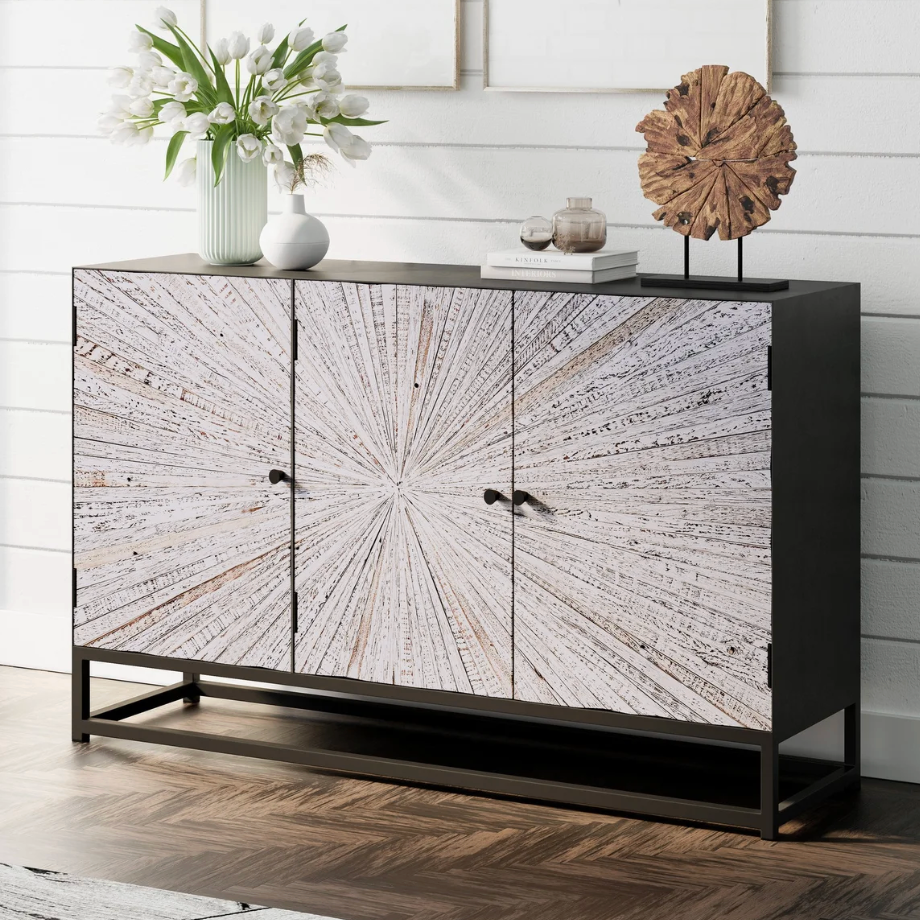 Cedarville Accent Cabinet by Pull Up A Couch showing a stylish wooden storage cabinet with a natural finish and decorative hardware.