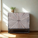 Pull Up A Couch Cedarville Accent Cabinet with wood finish, featuring sleek design and storage compartments.