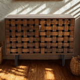 Pull Up A Couch Dayton Accent Cabinet with wooden finish and sleek design, featuring storage compartments and modern style.