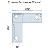 Fusion Belmont small corner sectional sofa with plush cushions and modern design, shown in a cozy living room setting
