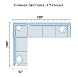 Fusion Belmont corner sectional sofa in medium size, featuring plush cushions and modern design, shown in a living room setting.